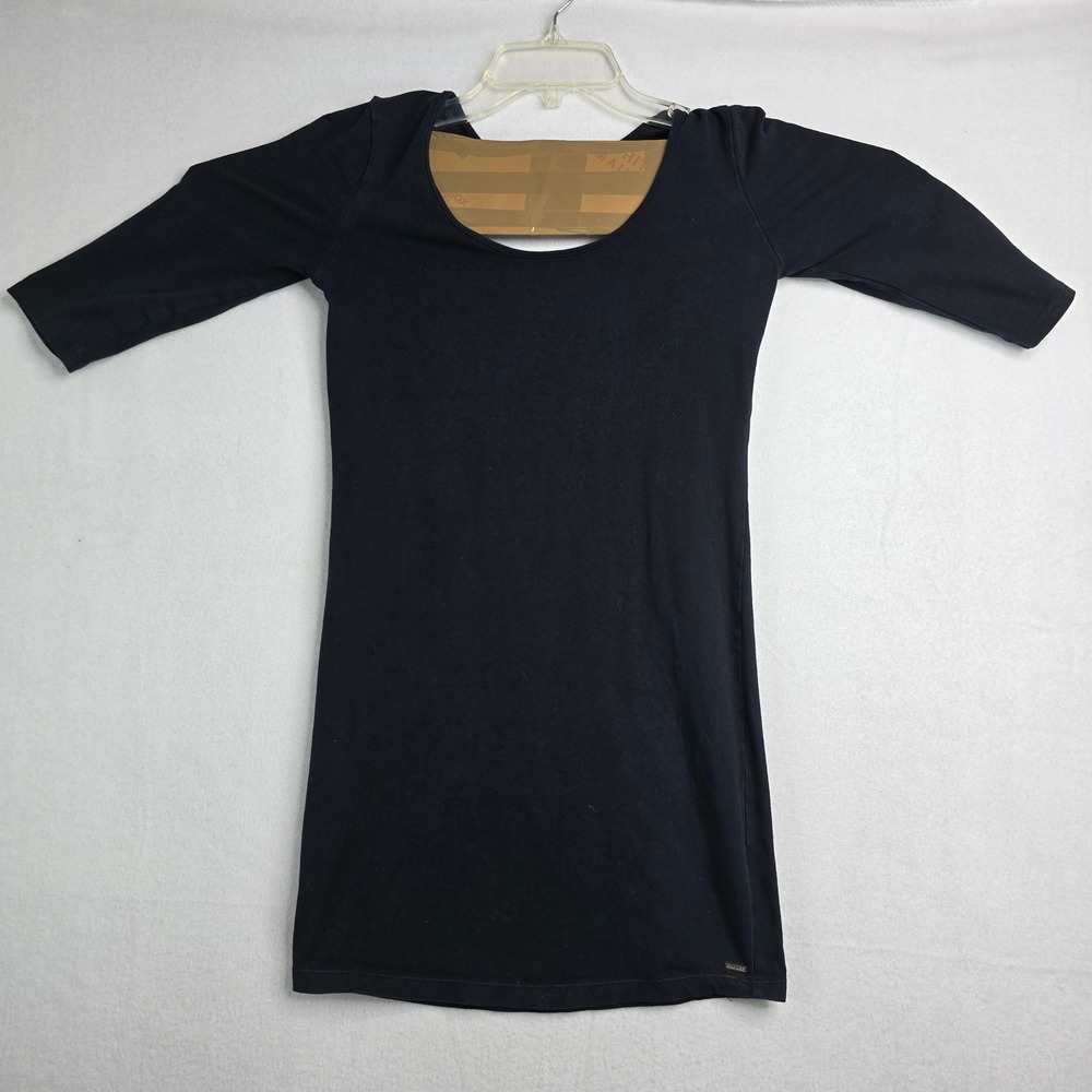 Garage Black 3/4 Sleeve Scoop Neck Bow Back Cutout T-shirt Dress S S bodycon Y2K